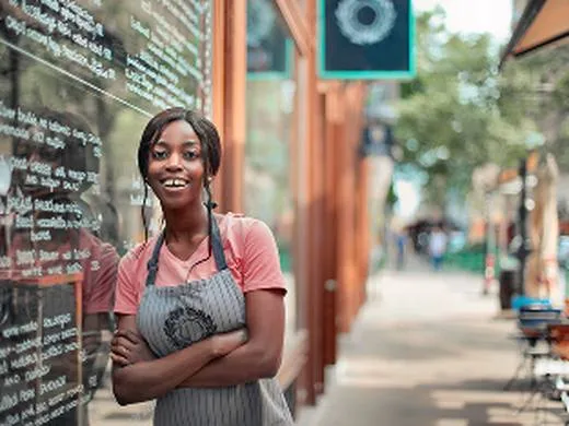 Small-business owner at work